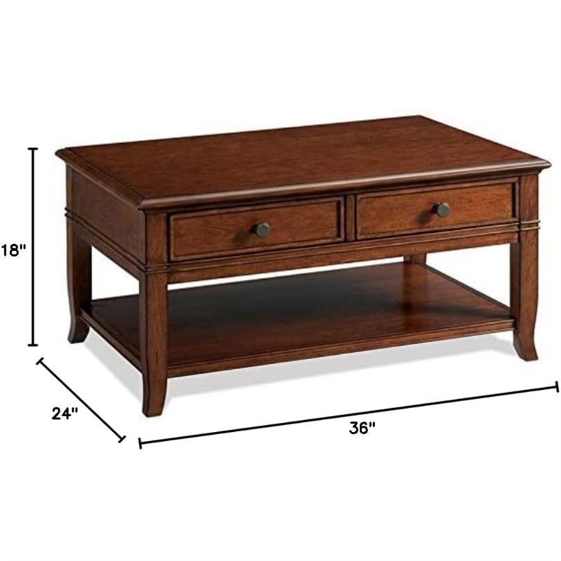 Bowery Hill Contemporary Storage Coffee Table in Burnished Cherry