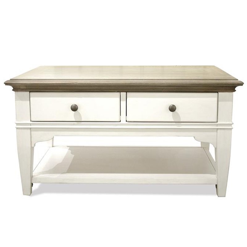Bowery Hill Hardwood Solid Natural Coffee Table Rectangular Fixed Shelf 36