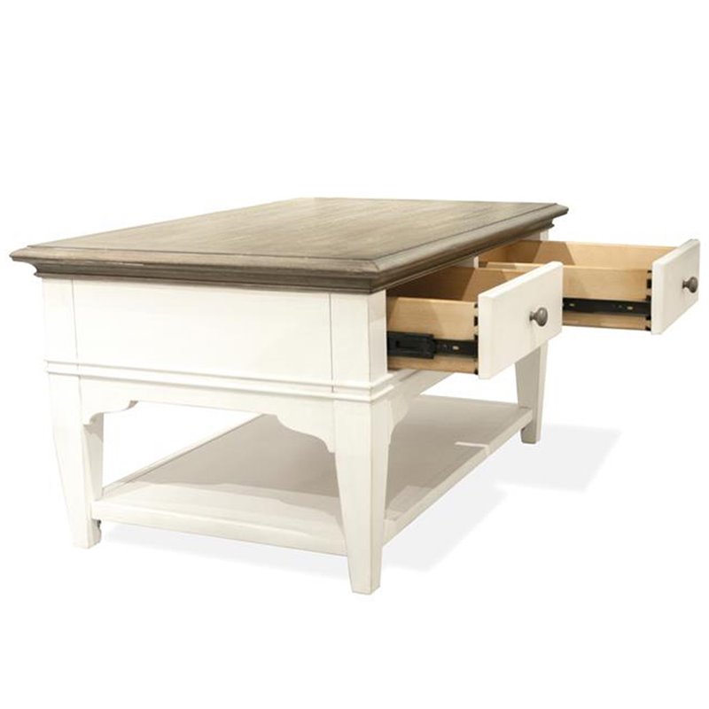 Bowery Hill Hardwood Solid Natural Coffee Table Rectangular Fixed Shelf 36