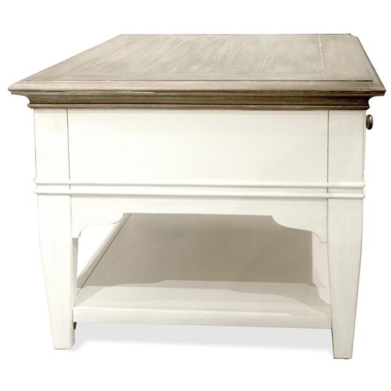 Bowery Hill Hardwood Solid Natural Coffee Table Rectangular Fixed Shelf 36