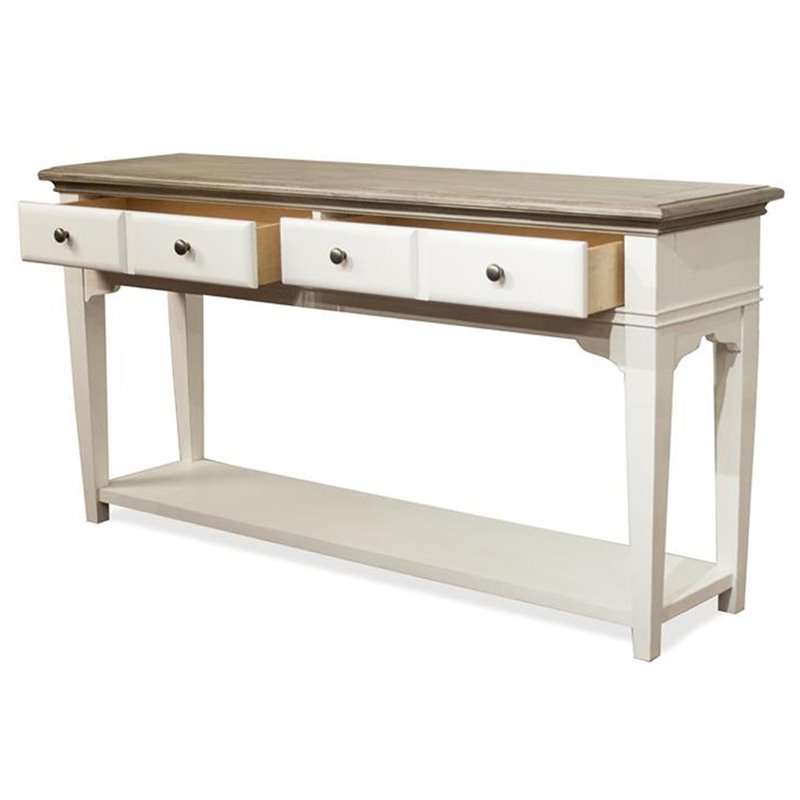 Bowery Hill Hardwood Solid Natural and Paperwhite Console Table Rectangular 58