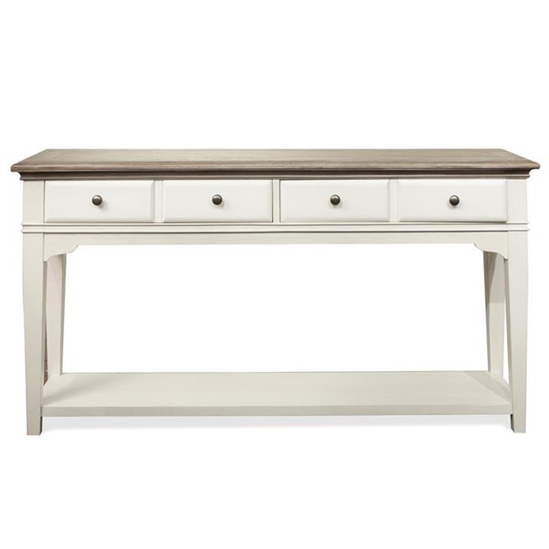 Bowery Hill Hardwood Solid Natural and Paperwhite Console Table Rectangular 58