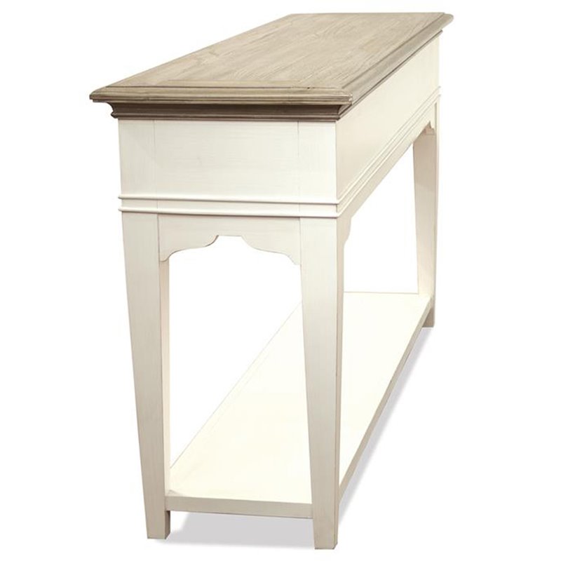 Bowery Hill Hardwood Solid Natural and Paperwhite Console Table Rectangular 58