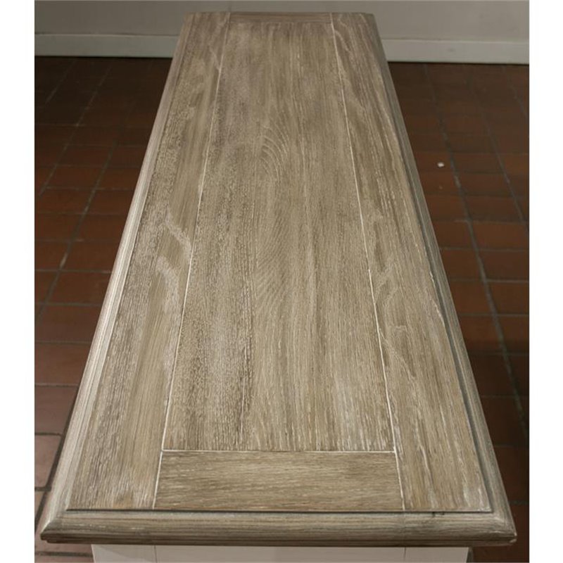 Bowery Hill Hardwood Solid Natural and Paperwhite Console Table Rectangular 58