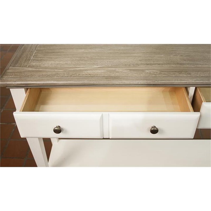 Bowery Hill Hardwood Solid Natural and Paperwhite Console Table Rectangular 58