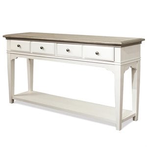 Bowery Hill Hardwood Solid Natural and Paperwhite Console Table Rectangular 58&quot Unassembled