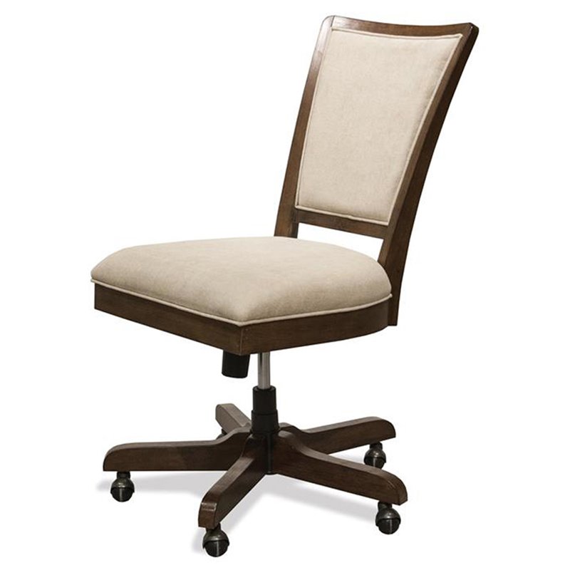 Bowery Hill Contemporary Upholstered Desk Chair in Plymouth Brown Oak