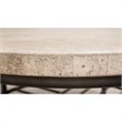 Bowery Hill Contemporary Round Stone Top Coffee Table in Alabaster Travertine