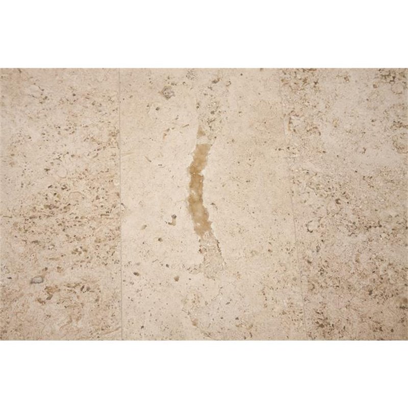 Bowery Hill Contemporary Round Stone Top Coffee Table in Alabaster Travertine