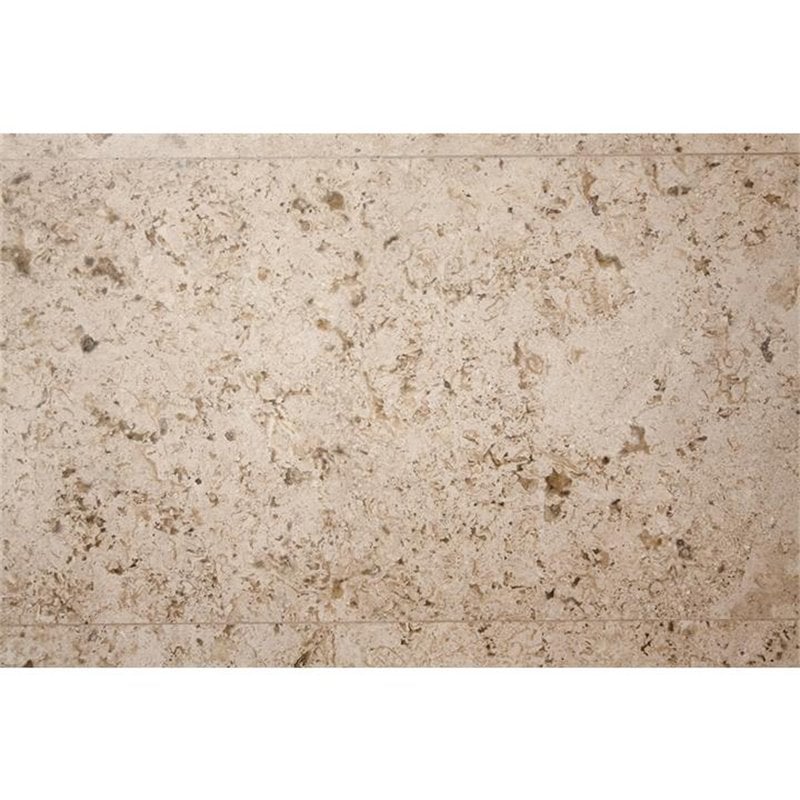 Bowery Hill Contemporary Round Stone Top Coffee Table in Alabaster Travertine