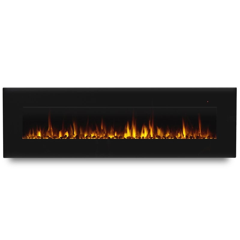 Bowery Hill Steel Black Electric Fireplace Wall Mounted 72