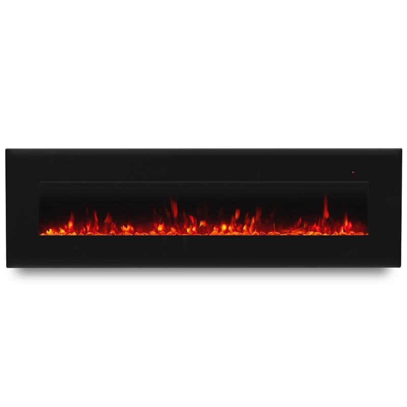 Bowery Hill Steel Black Electric Fireplace Wall Mounted 72