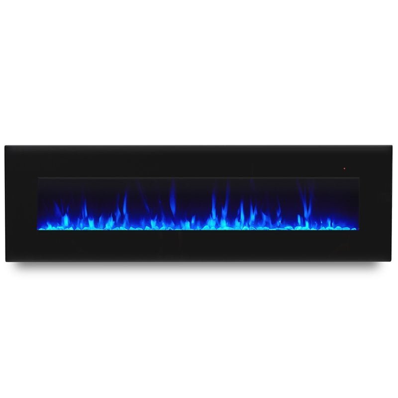 Bowery Hill Steel Black Electric Fireplace Wall Mounted 72