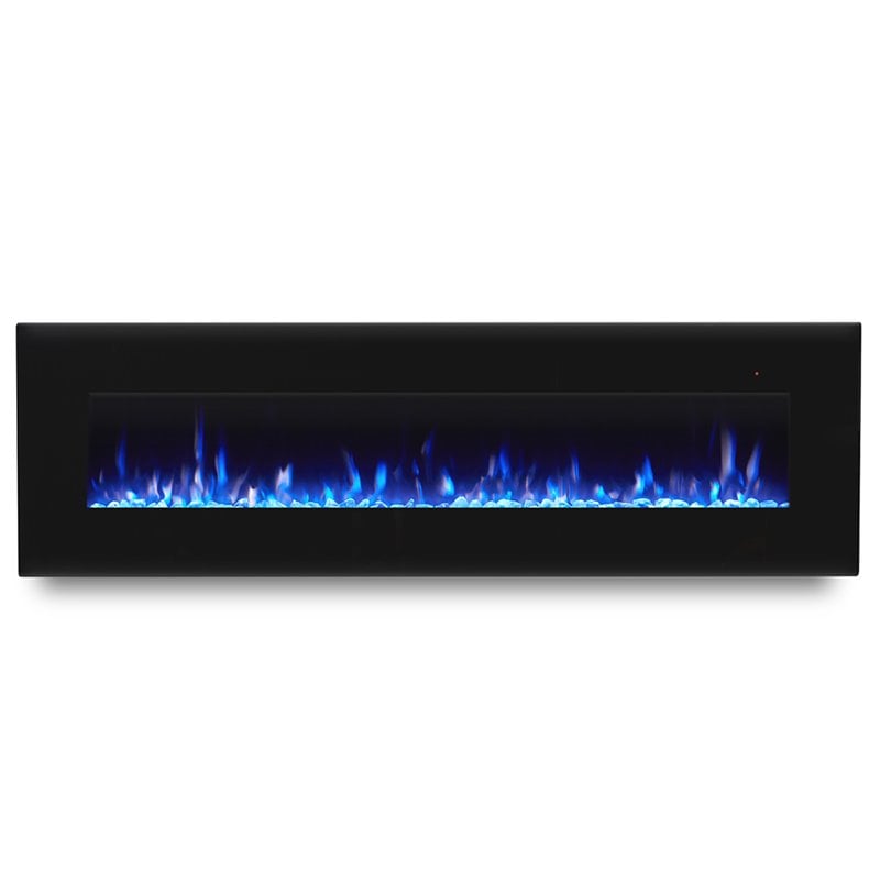 Bowery Hill Steel Black Electric Fireplace Wall Mounted 72