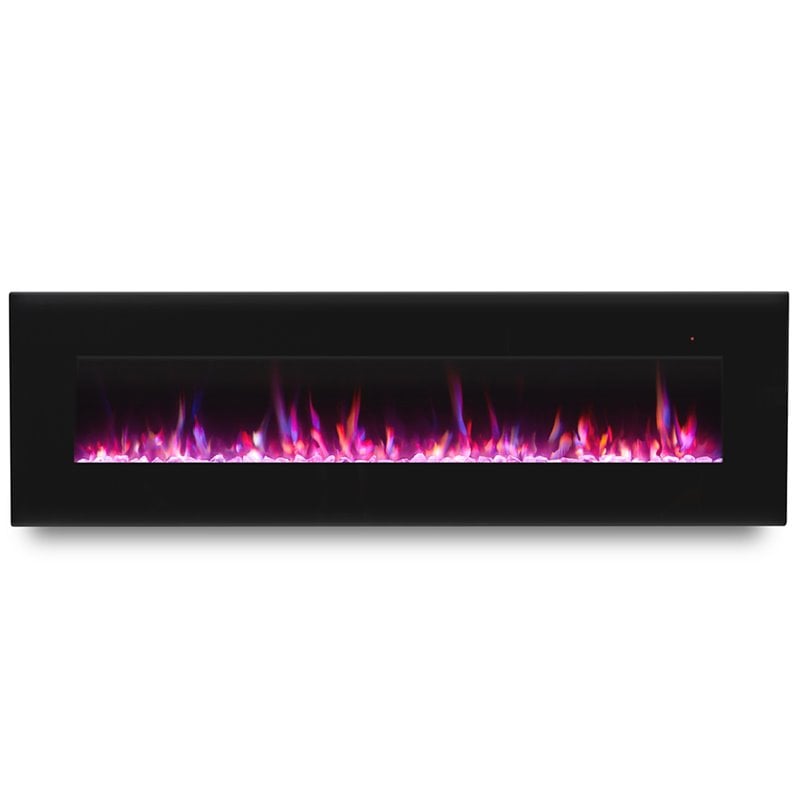 Bowery Hill Steel Black Electric Fireplace Wall Mounted 72