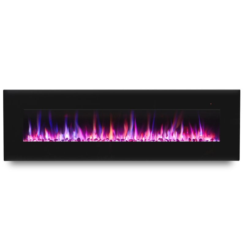Bowery Hill Steel Black Electric Fireplace Wall Mounted 72