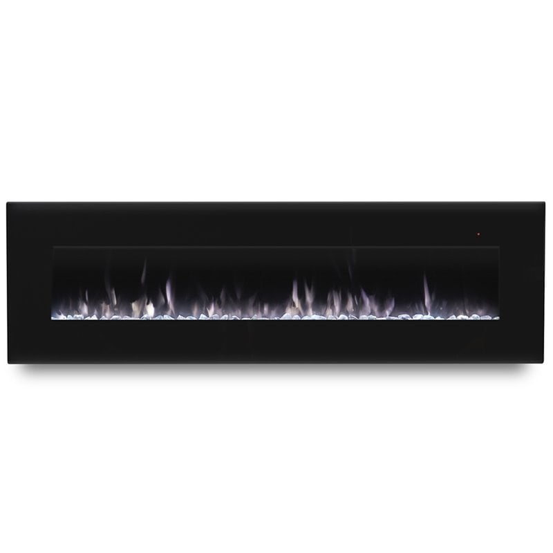 Bowery Hill Steel Black Electric Fireplace Wall Mounted 72