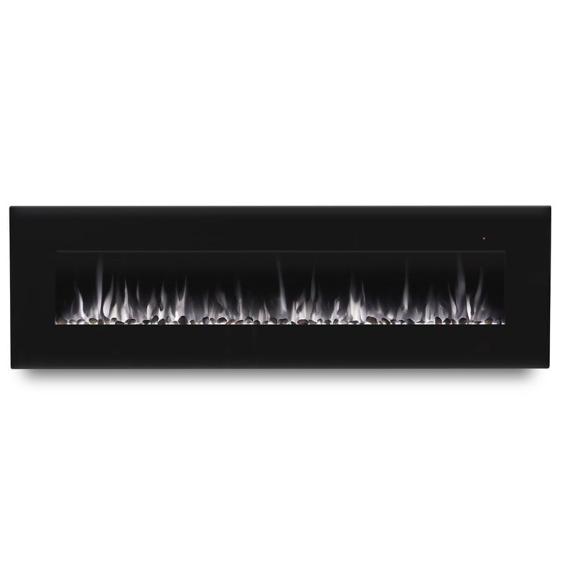 Bowery Hill Steel Black Electric Fireplace Wall Mounted 72