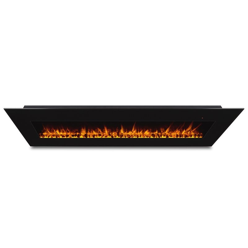 Bowery Hill Steel Black Electric Fireplace Wall Mounted 72
