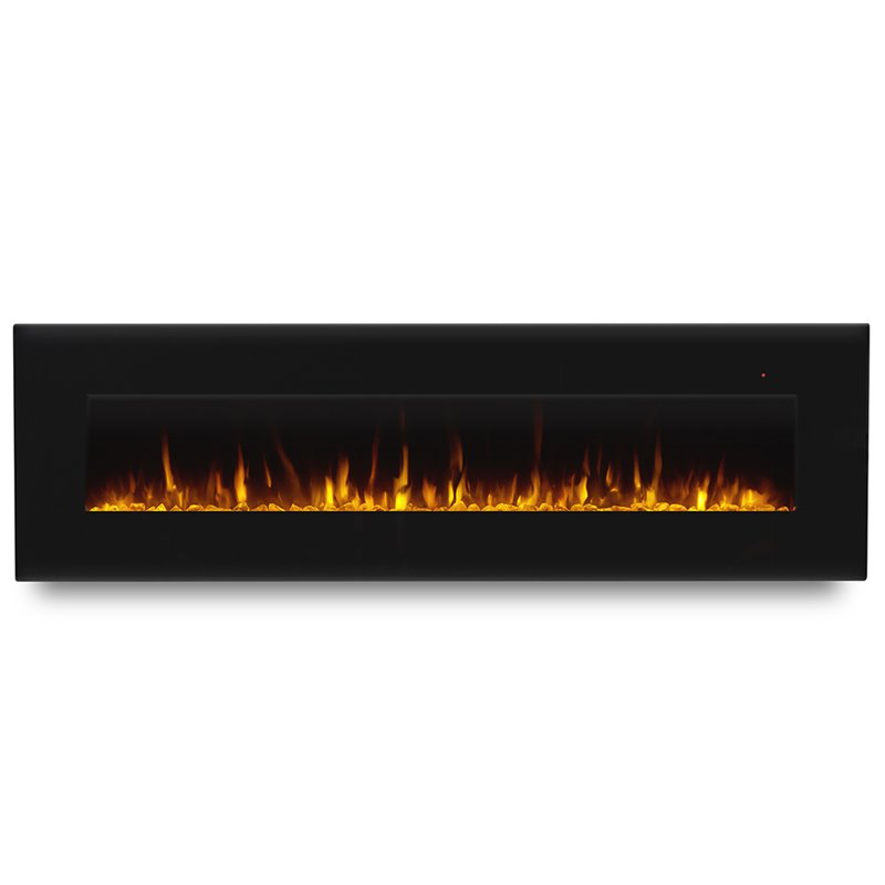 Bowery Hill Steel Black Electric Fireplace Wall Mounted 72