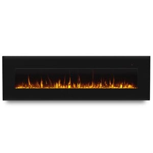 Bowery Hill Steel Black Electric Fireplace Wall Mounted 72&quot Unassembled