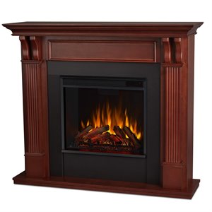 Bowery Hill Traditional Solid Wood Electric Fireplace in Mahogany