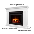 Bowery Hill Solid Wood White Electric Fireplace Rectangular Thermostat Timer 43.25