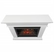 Bowery Hill Solid Wood White Electric Fireplace Rectangular Thermostat Timer 43.25