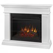 Bowery Hill Solid Wood White Electric Fireplace Rectangular Thermostat Timer 43.25