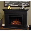 Bowery Hill Wood Black Electric Fireplace Rectangular Supplemental Heat 43.25