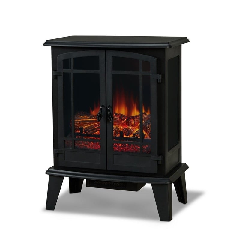 Bowery Hill Contemporary Metal Modern Stove Electric Fireplace in Black
