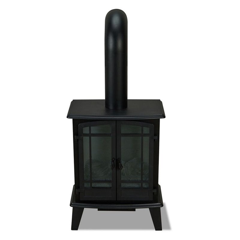 Bowery Hill Contemporary Metal Modern Stove Electric Fireplace in Black