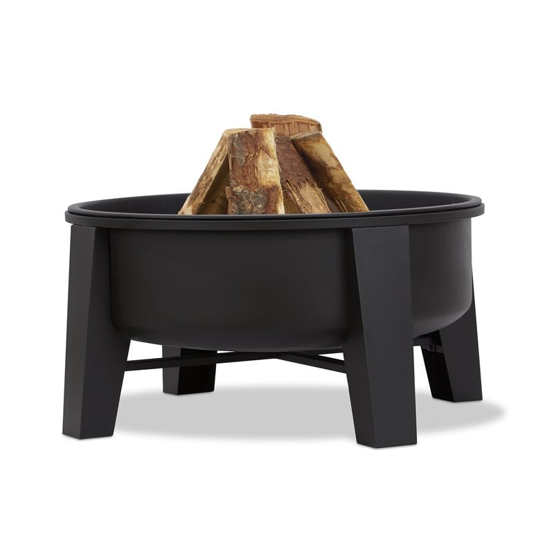Bowery Hill Iron Black Fire Pit Circular Heat Resistant Weather Resistant 35