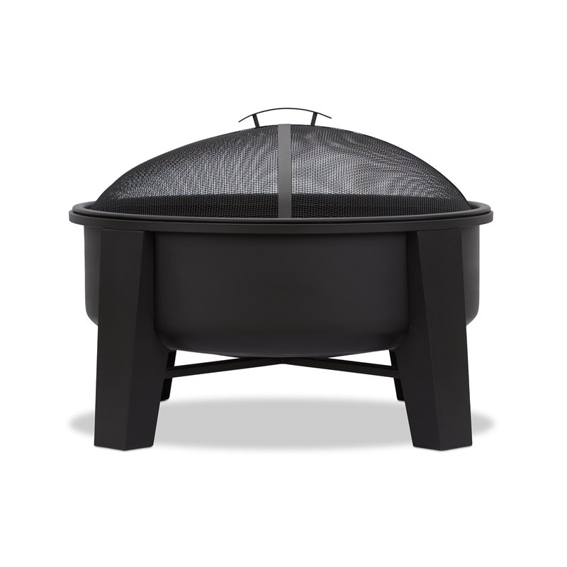 Bowery Hill Iron Black Fire Pit Circular Heat Resistant Weather Resistant 35