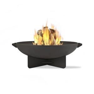 Bowery Hill Mid-Century Outdoor Steel Fire Bowl in Gray