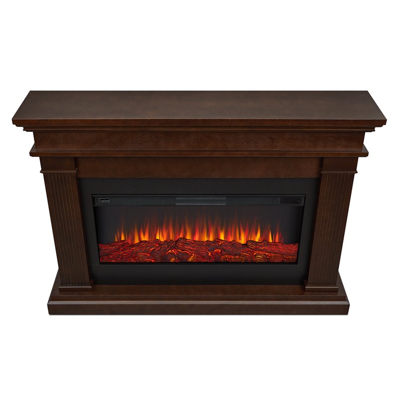 Bowery Hill Traditional Solid Wood Electric Fireplace in Dark Walnut