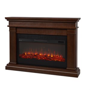 Bowery Hill Traditional Solid Wood Electric Fireplace in Dark Walnut