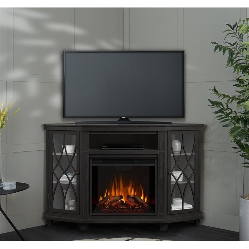 Bowery Hill Modern Wood Corner Fireplace TV Stand for TVs up to 56