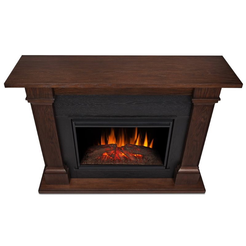 Bowery Hill Red Oak Chestnut Oak/Black Electric Fireplace Rectangular Adjustable Thermostat 63