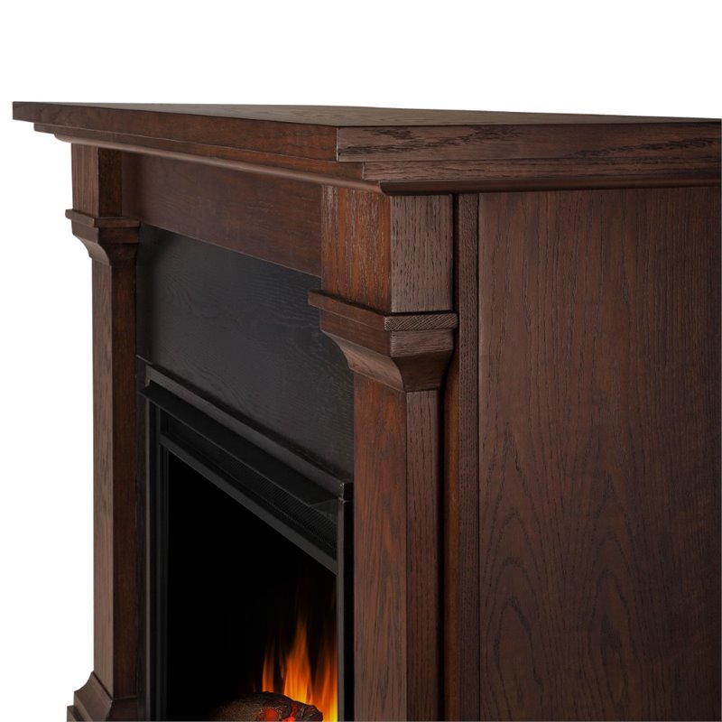 Bowery Hill Red Oak Chestnut Oak/Black Electric Fireplace Rectangular Adjustable Thermostat 63