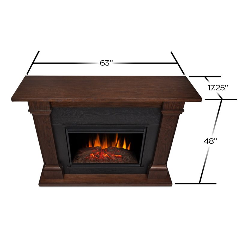 Bowery Hill Red Oak Chestnut Oak/Black Electric Fireplace Rectangular Adjustable Thermostat 63