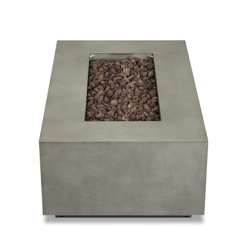 Bowery Hill Contemporary Small Propane Fire Table with Conversion Kit in Gray