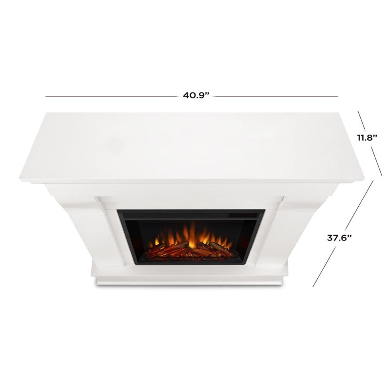 Bowery Hill Contemporary Solid Wood Electric Fireplace in White