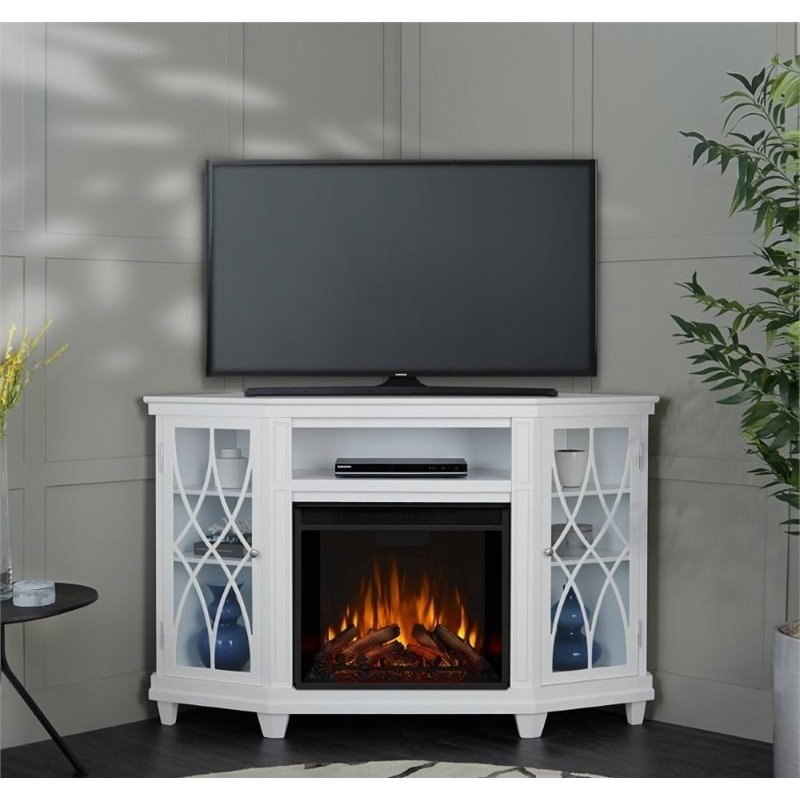 Bowery Hill Modern Wood Corner Fireplace TV Stand for TVs up to 56
