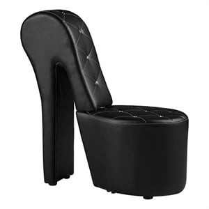 Bowery Hill Faux Leather Black Accent Chair Triangle 40&quot Unassembled