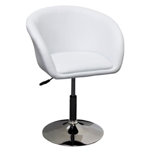 Bowery Hill Contemporary Faux Leather Adjustable Swivel Coffee Chair in Red