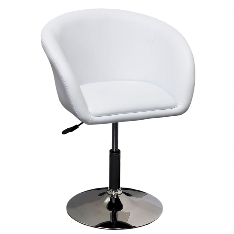 Bowery Hill Contemporary Faux Leather Adjustable Swivel Coffee Chair in Red