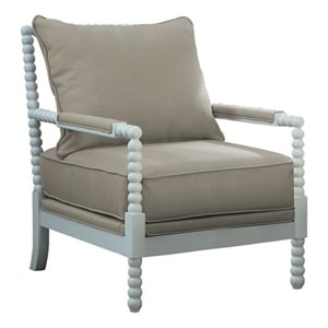 Bowery Hill 19.5'' Transitional Solid Wood/Fabric Accent Chair in Beige/White