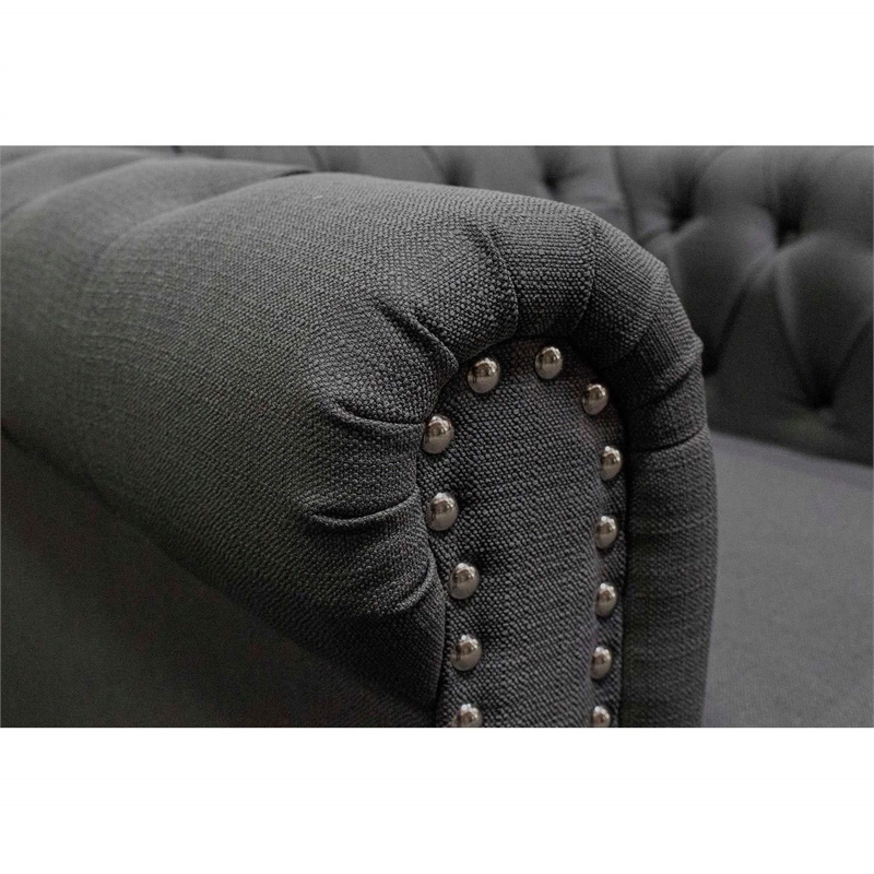 Bowery Hill Transitional Fabric Upholstered Living Arm Chair in Charcoal