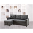 Bowery Hill Linen Dark Gray Sleeper Sectional Sofa Rectangular Reversible 42